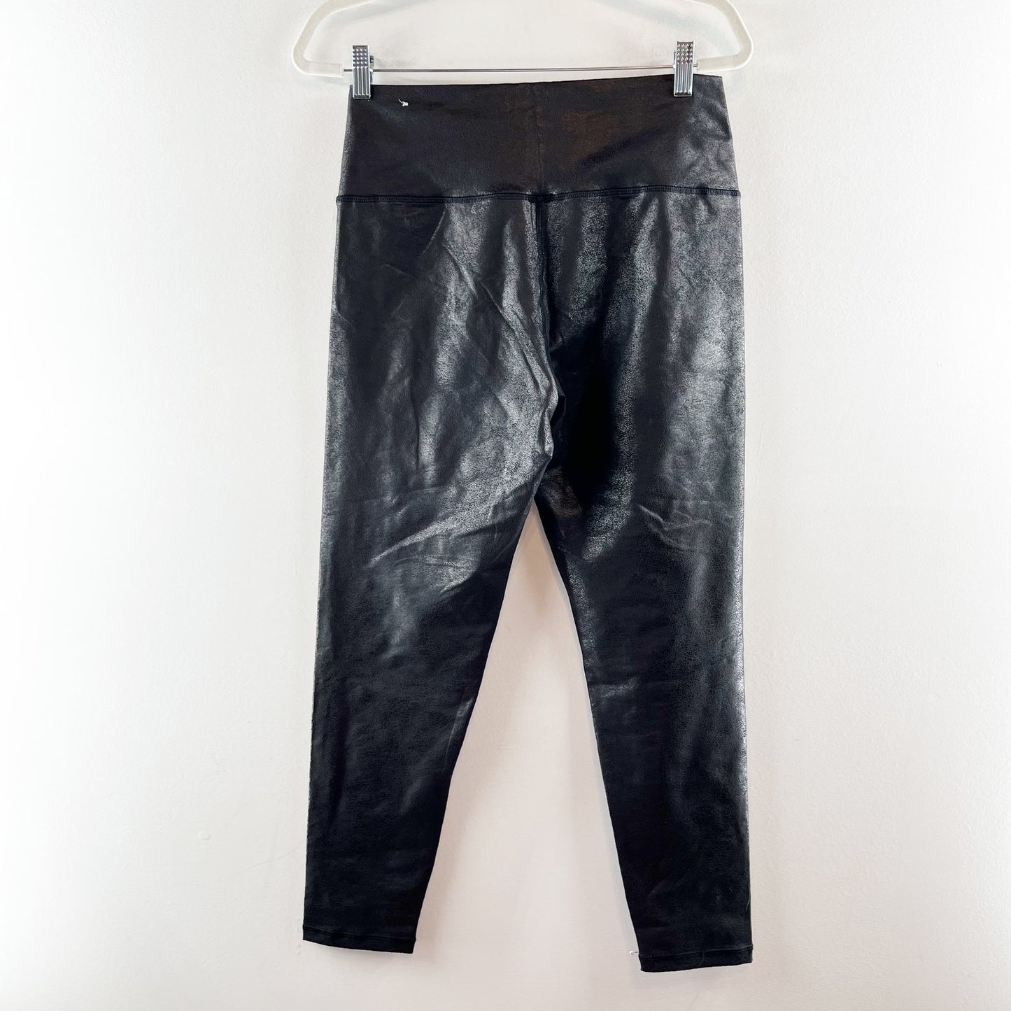 Aerie Crossover Waist Faux Leather Crackle Shine Leggings Black XL