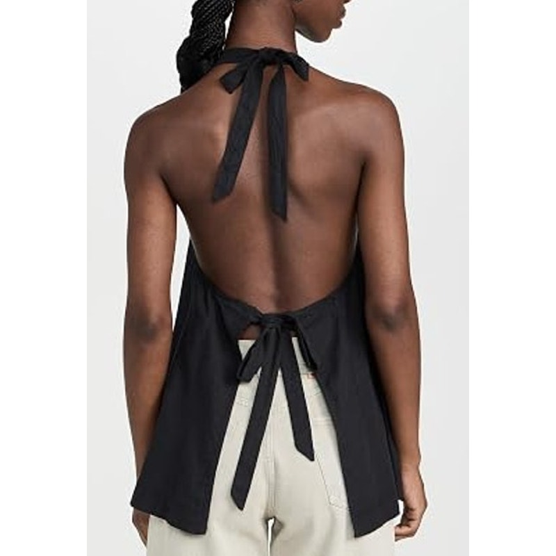 Free People Scout Linen Blend Sleeveless Halter Neck Tunic Tank Top Medium