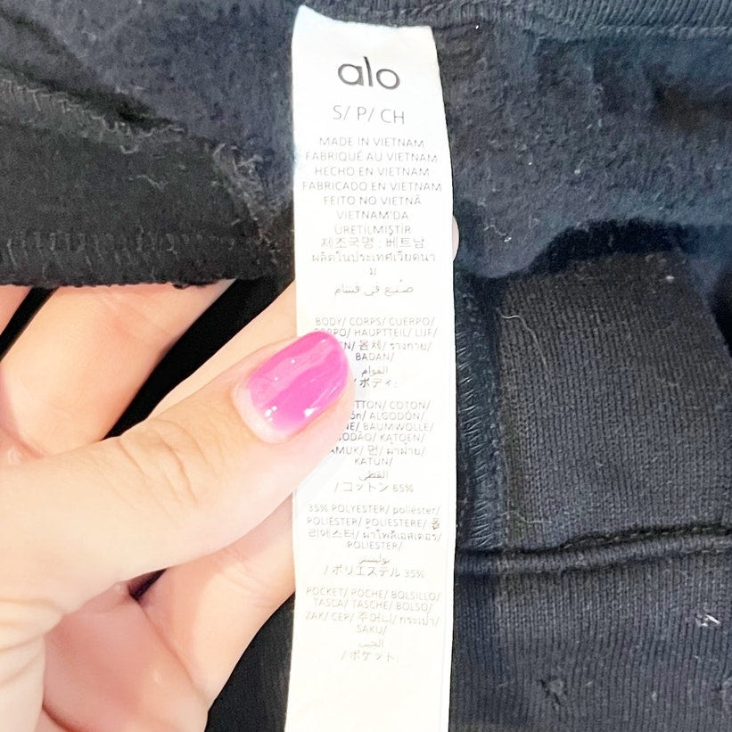 Alo High-Waist Sweatpant Trouser Wide Leg Pants Black Small
