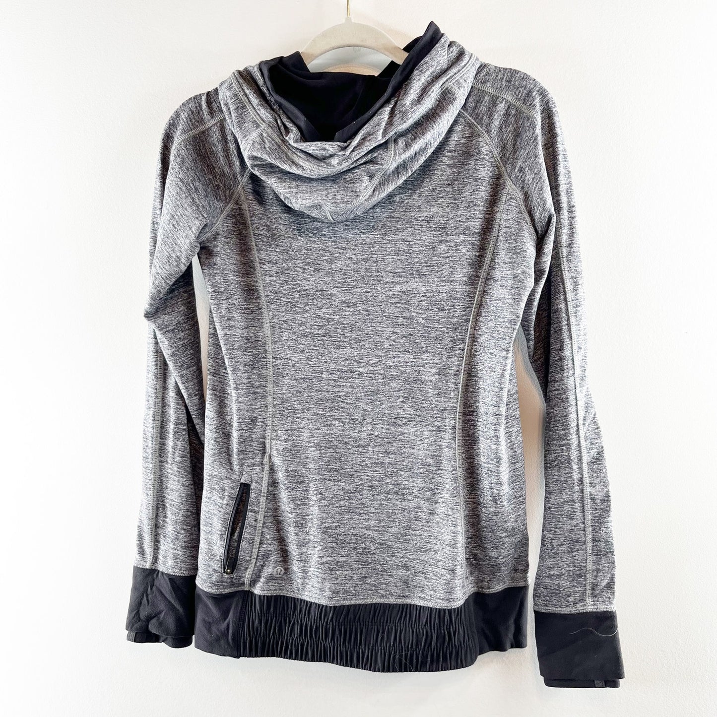 Lululemon Think Fast Long Sleeve Hoodie Sweatshirt Top Gray Black 6