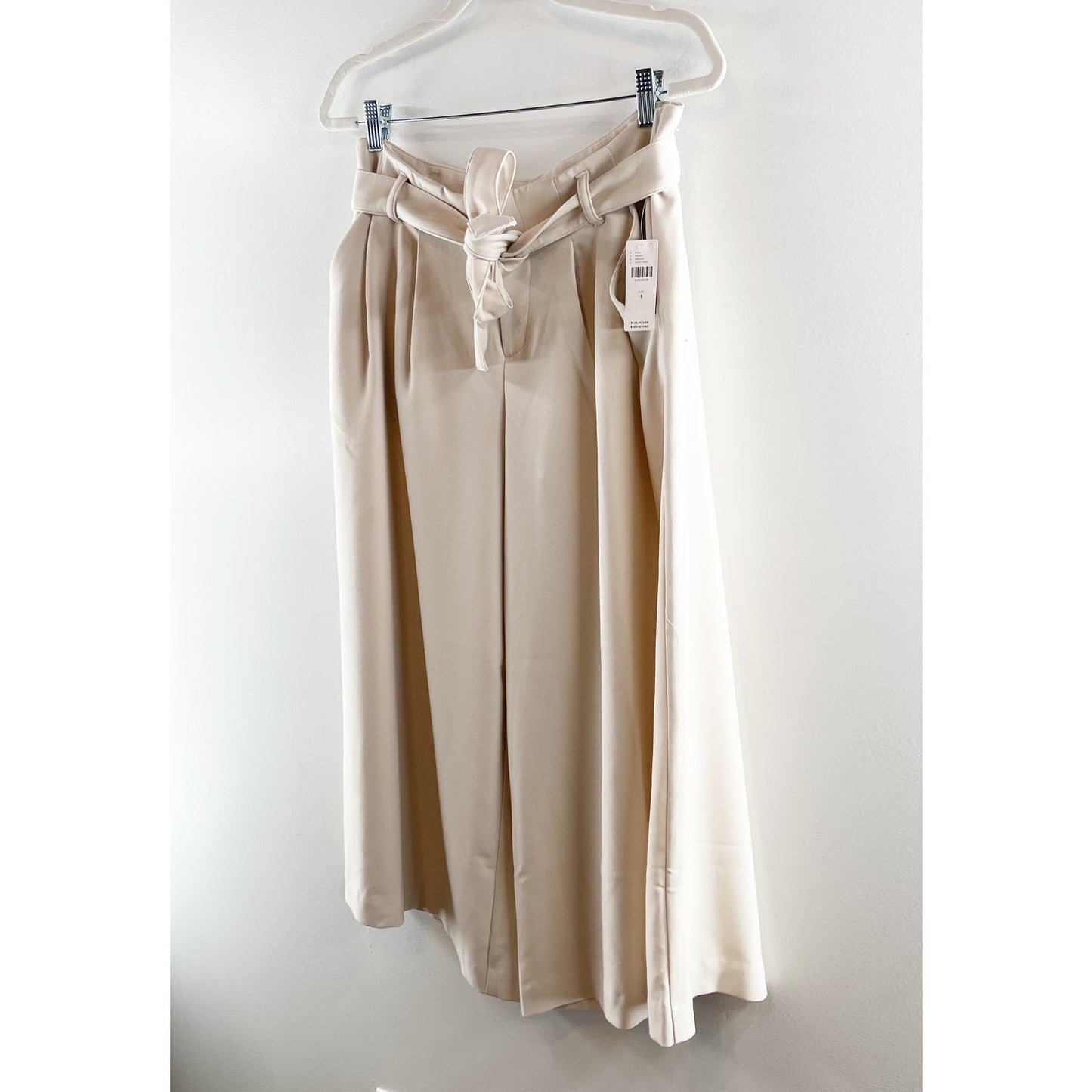 Anthropologie Maeve Wide Leg Tie Waist Culotte Pants in Light Sand Tan 4