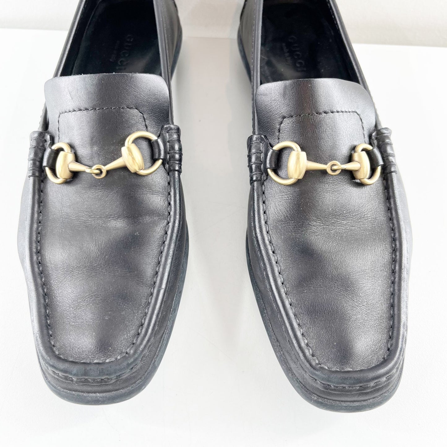 Gucci Vintage Leather Horsebit Loafers Black 8.5