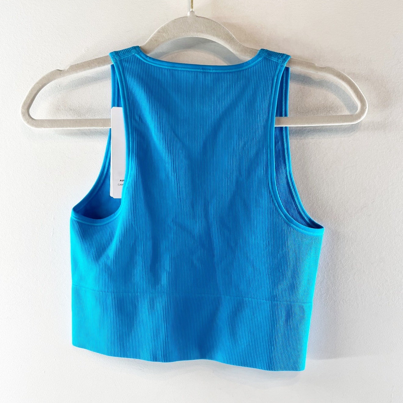 Athleta Aurora Cropped Ribbed Tank Top Blue Medium
