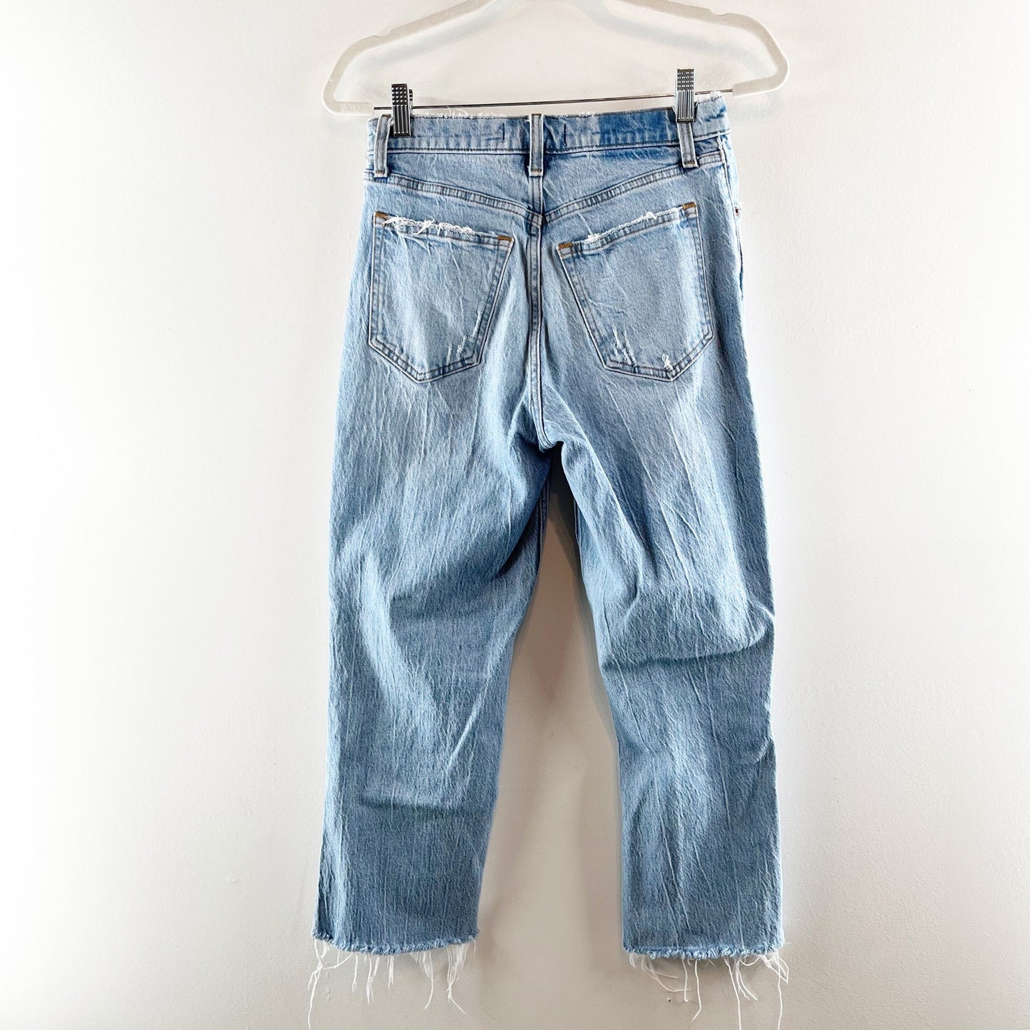 Abercrombie & Fitch The '90s Straight Ultra High Rise Distressed Jeans Blue 4 S