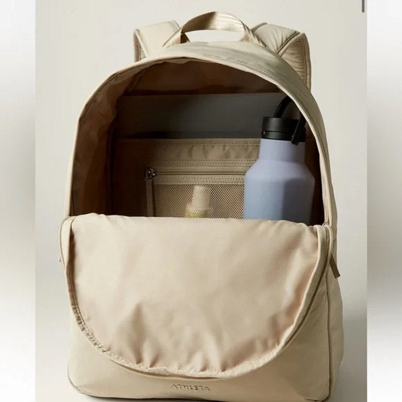 Athleta All About Travel School Backpack with Laptop Sleeve Tan Beige