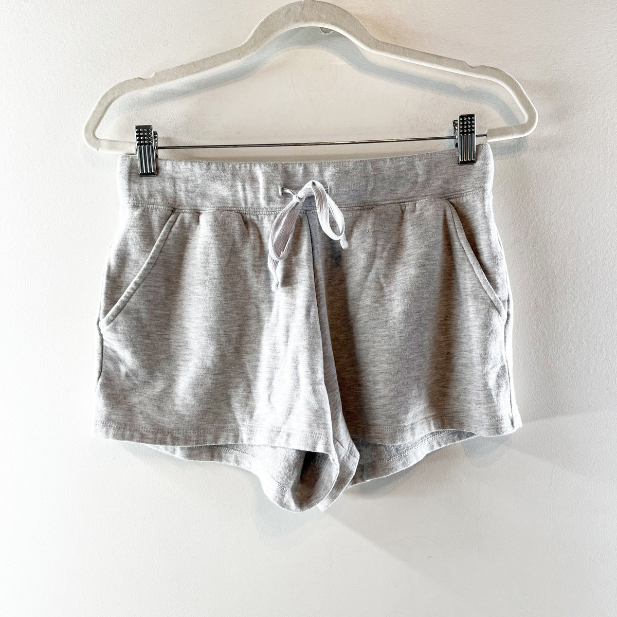 Quince SuperSoft Fleece Drawstring Waist Lounge Shorts Heather Gray Small