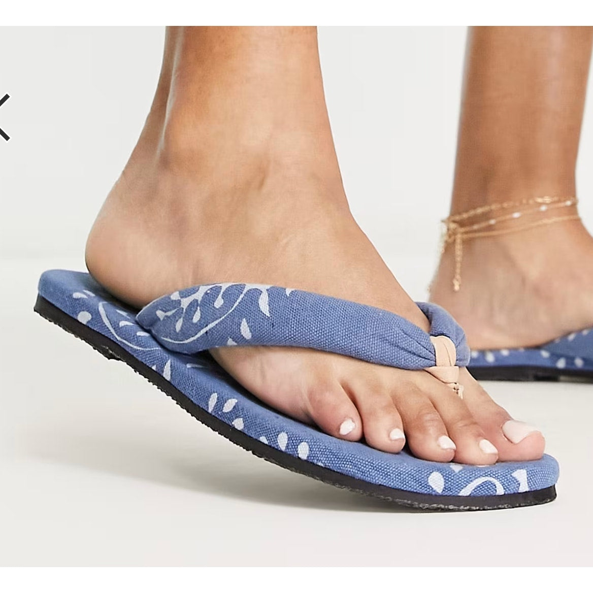 Free People Verdra Thong Flip Flop Sandals Bandana Print Blue 37.5 US 7