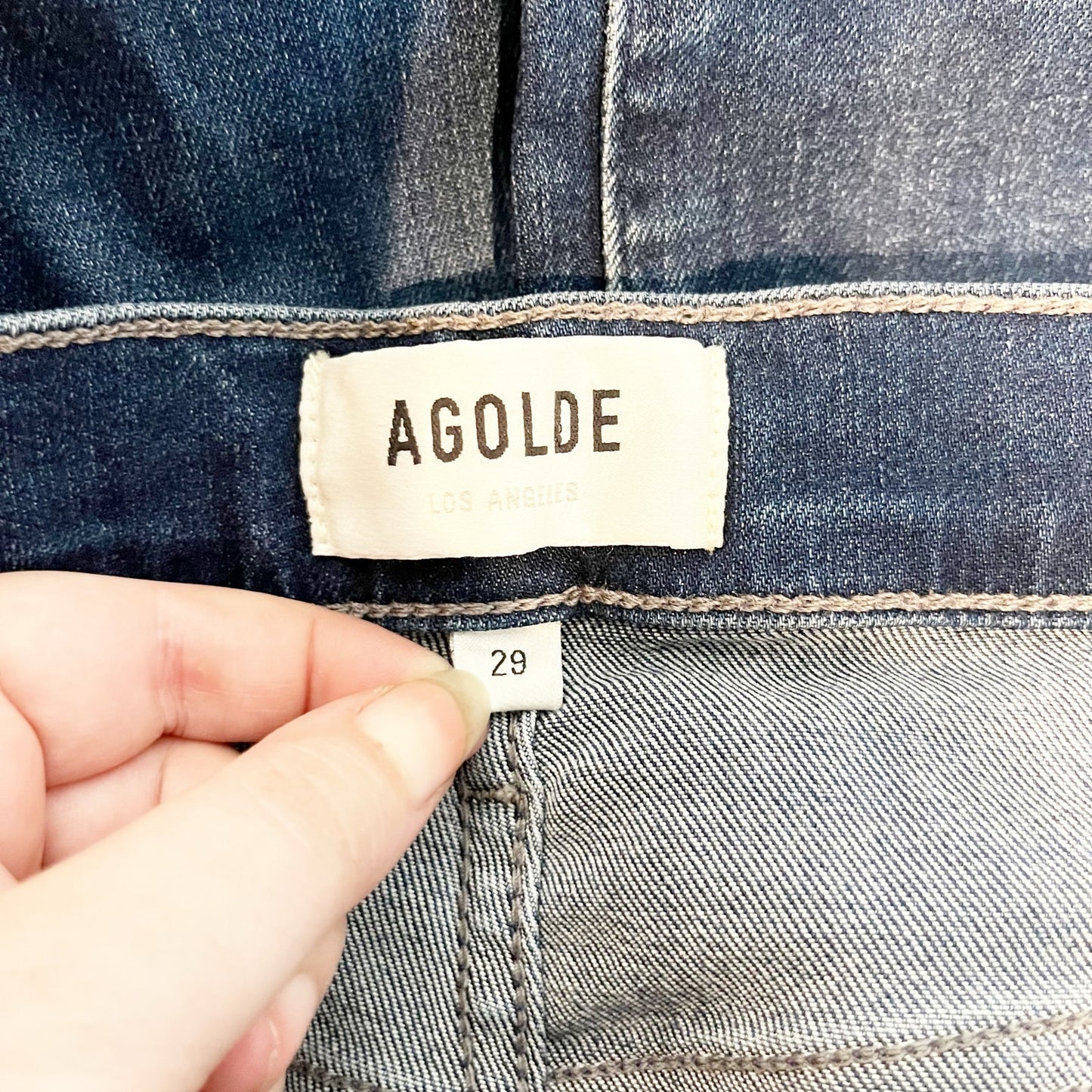 AGOLDE Sophie High Rise Raw Hem Crop Skinny Jeans Blue 29 / 8