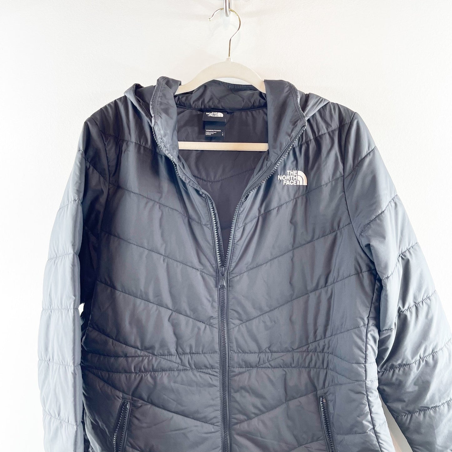 The North Face Tamburello Hooded Full Zip Quilted Parka Puffer Jacket Black L