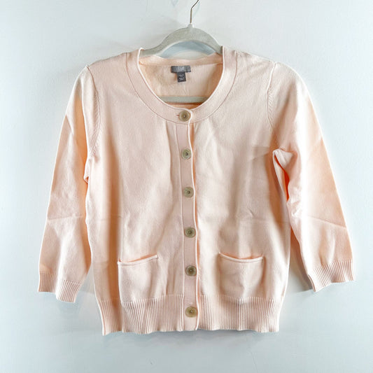 J. Jill Cropped Button Up 3/4 Sleeve Cardigan Sweater Peach Pink Sorbet XS