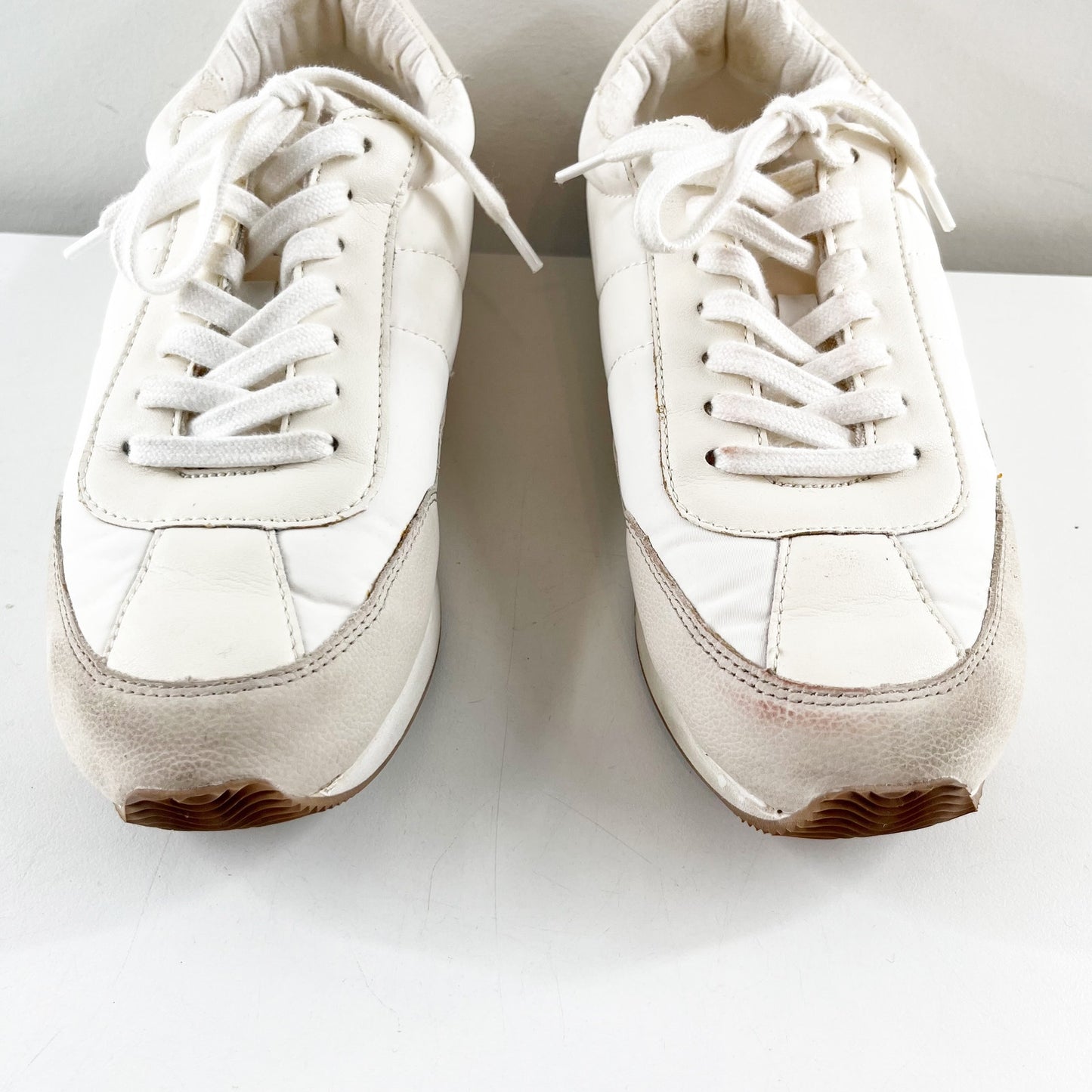 Madewell League Trainer Sneakers in Washed Nubuck Cream 7.5