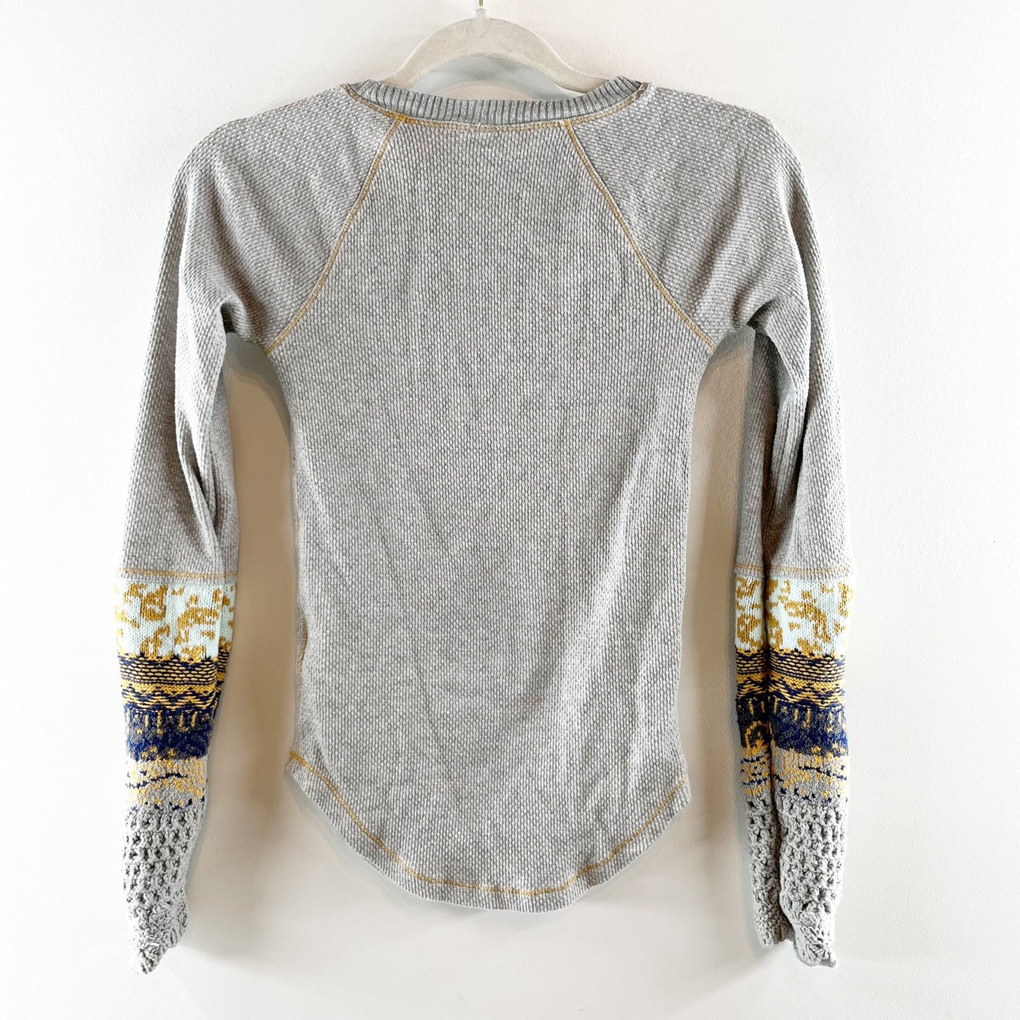 Free People in The Mix Long Sleeve Waffle Thermal Top Gray XS