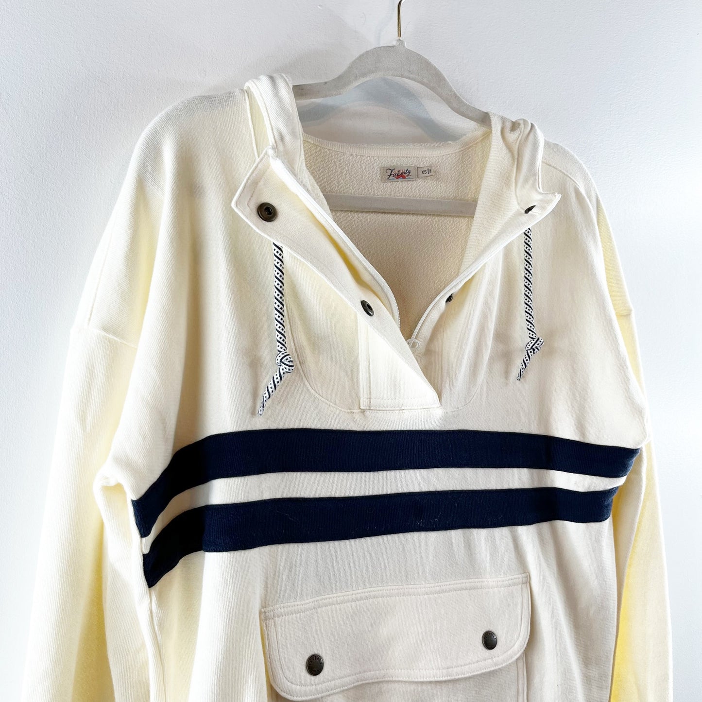 Faherty Daybreak Beach Rays Anorak Hoodie Sweatshirt Cream XS