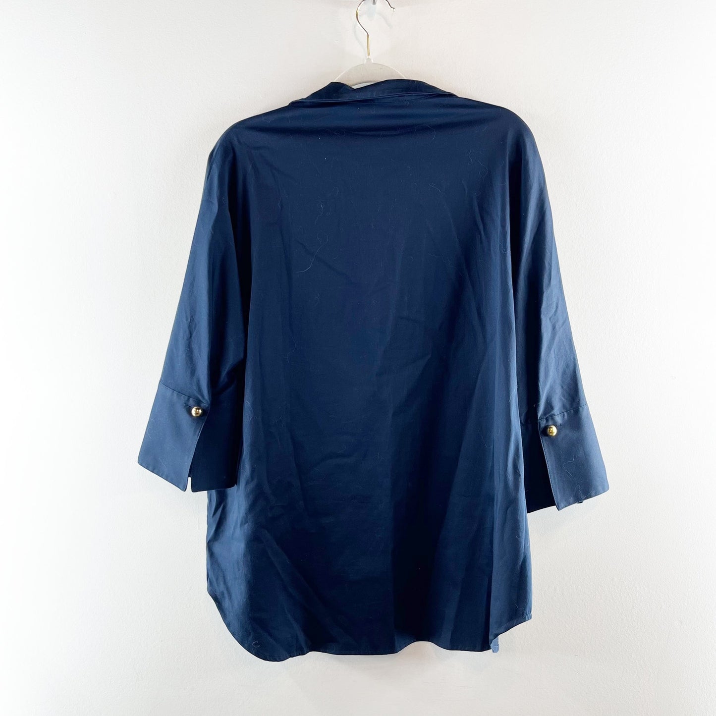 Tuckernuck Willow 3/4 Sleeve Tunic V Neck Blouse Top Shirt Navy Blue Small