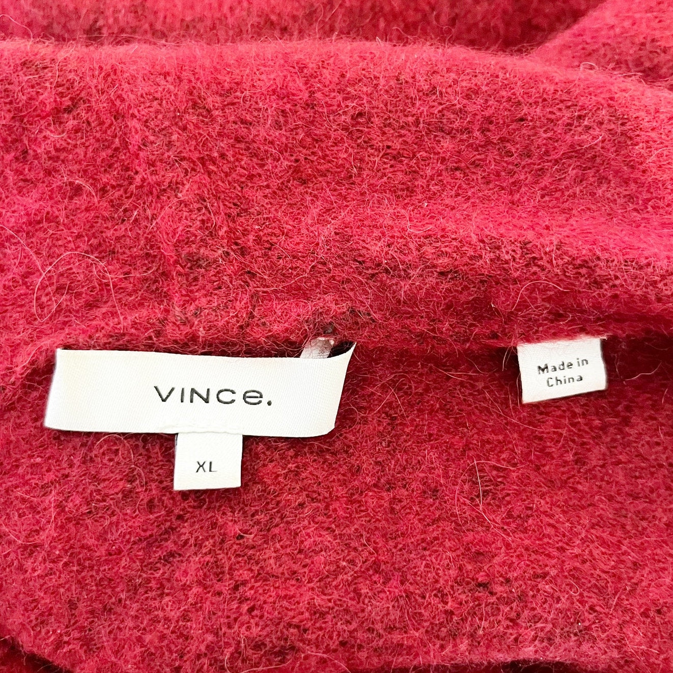 Vince Wool Blend Pullover Hoodie Sweater Red XL