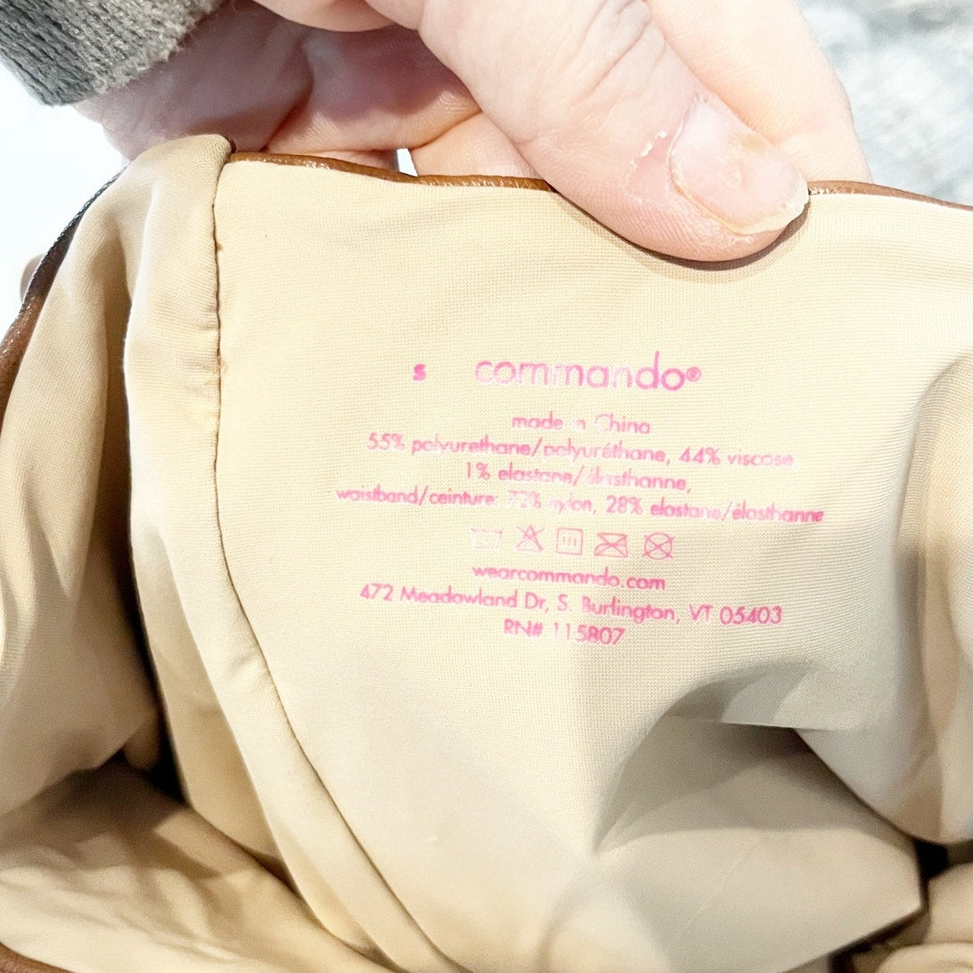 Commando High Rise Cropped Flared Leggings Faux Leather Pants Cocoa Brown Small