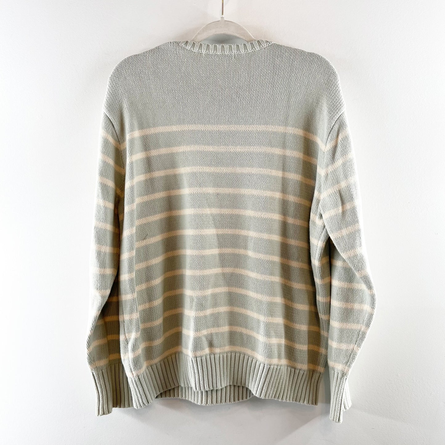 Brandy Melville Crewneck Striped Brianna Cotton Sweater Green One Size - Medium