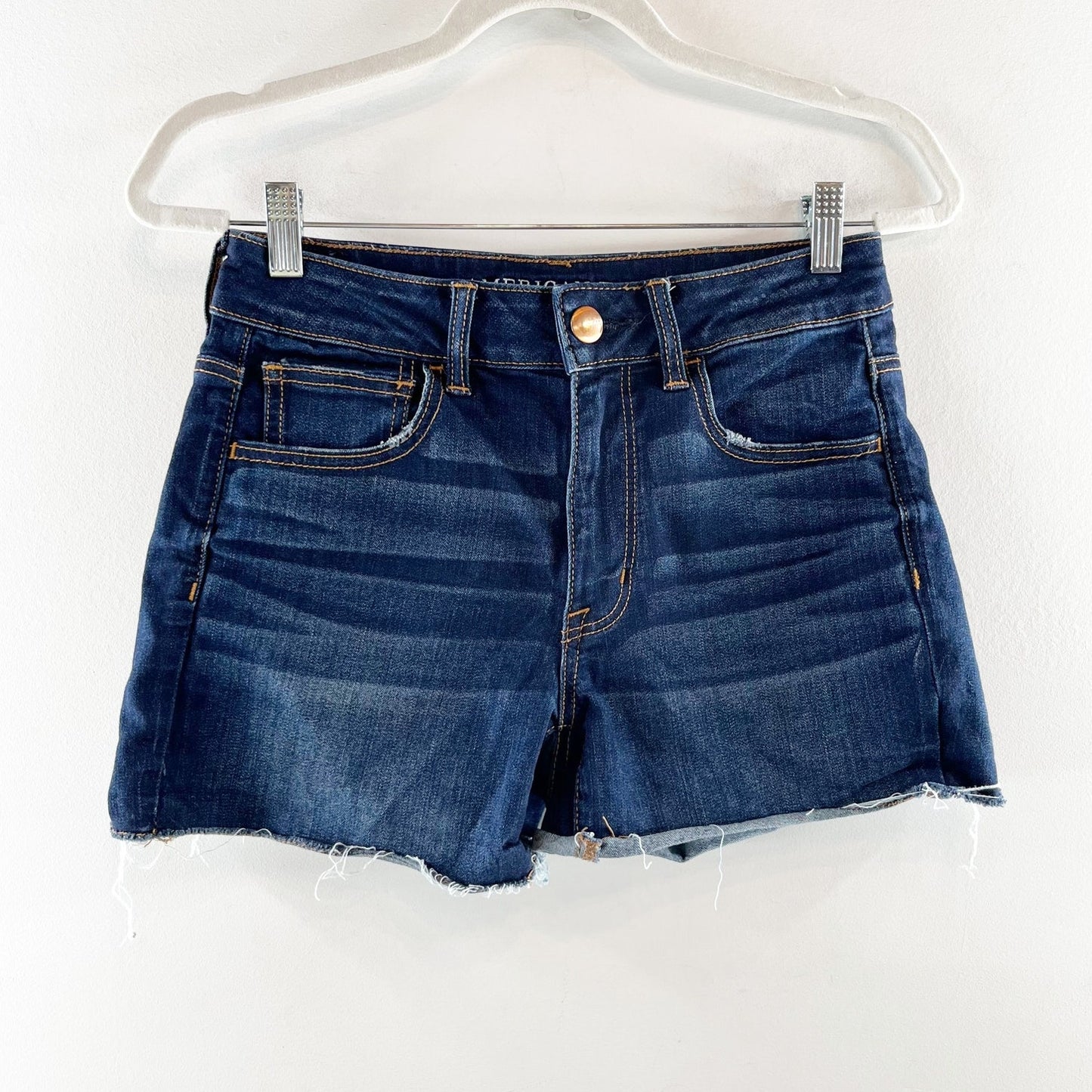 American Eagle Outfitters Super Stretch Denim Hi-Rise Jean Shorts Blue 10