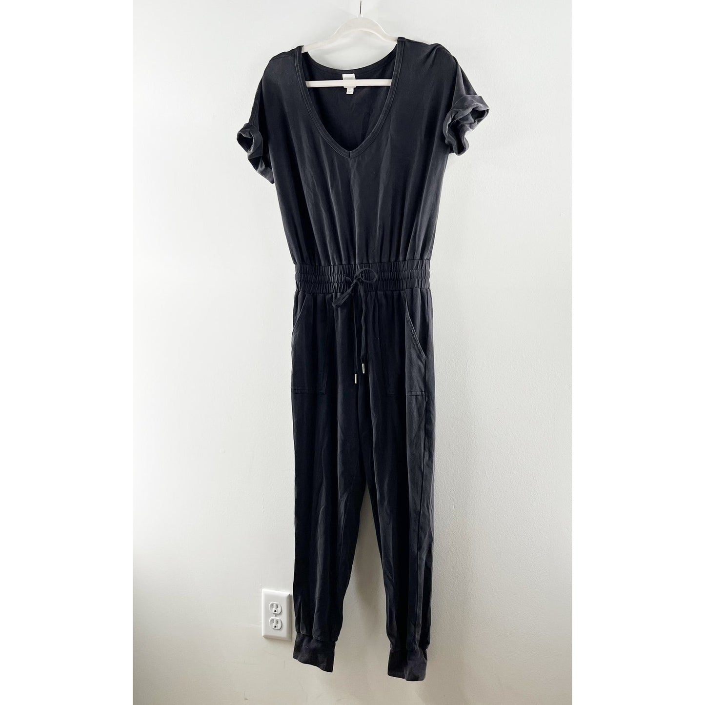 Roan + Ryan Evereve Sloan Short Sleeve Jogger Jumpsuit Black XS
