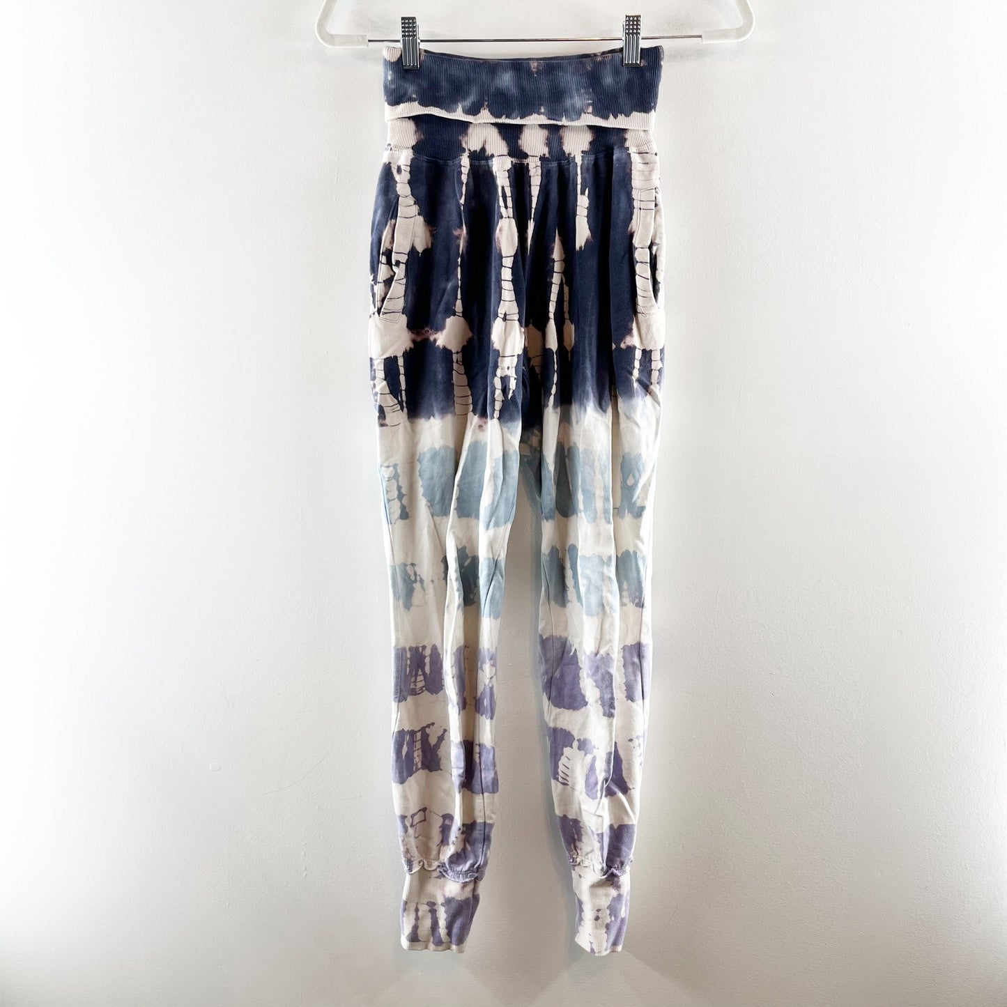 Young Fabulous & Broke Foldover Tie Dye Jogger Pants Ombre Blue Small