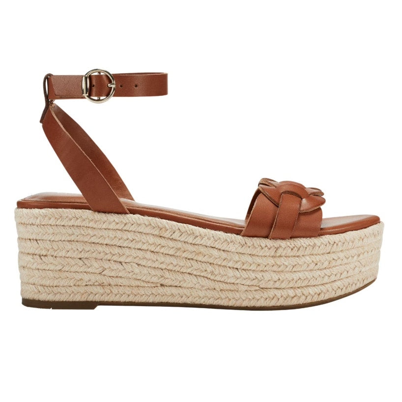 Marc Fisher Jinky Platform Espadrille Sandal Shoes Brown 7.5