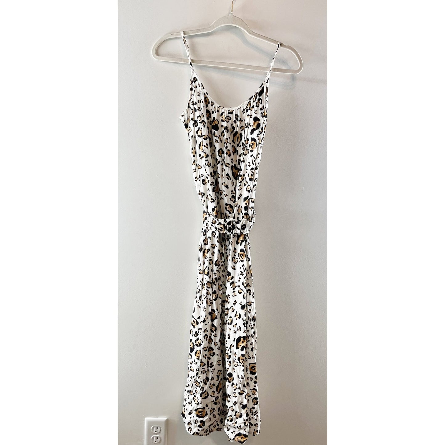 Corey Lynn Calter Anthropologie Arabella Belted Leopard Midi Dress White Small
