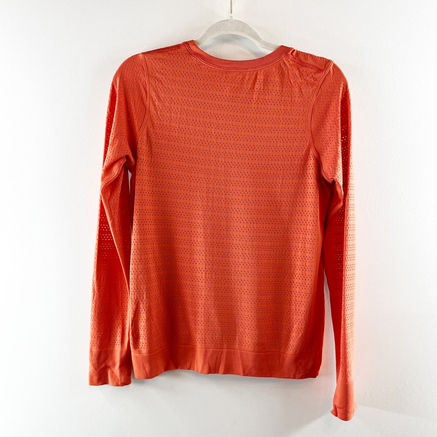 Lululemon Breeze By Long Sleeve Squad Run T-Shirt Seamless Relaxed Fit Orange 8