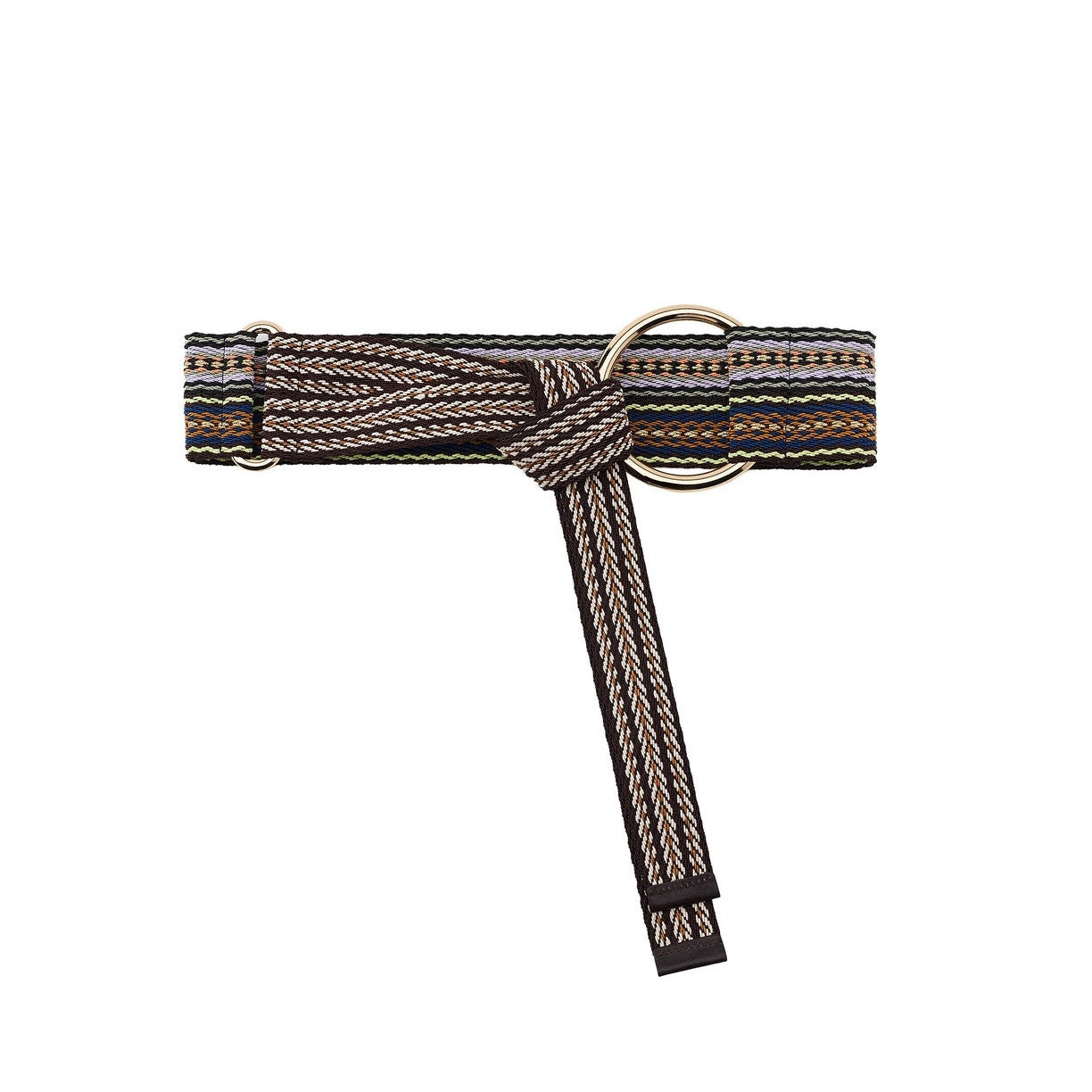 Zara Wide Striped Woven Belt with Circular Buckle Multicolor 30
