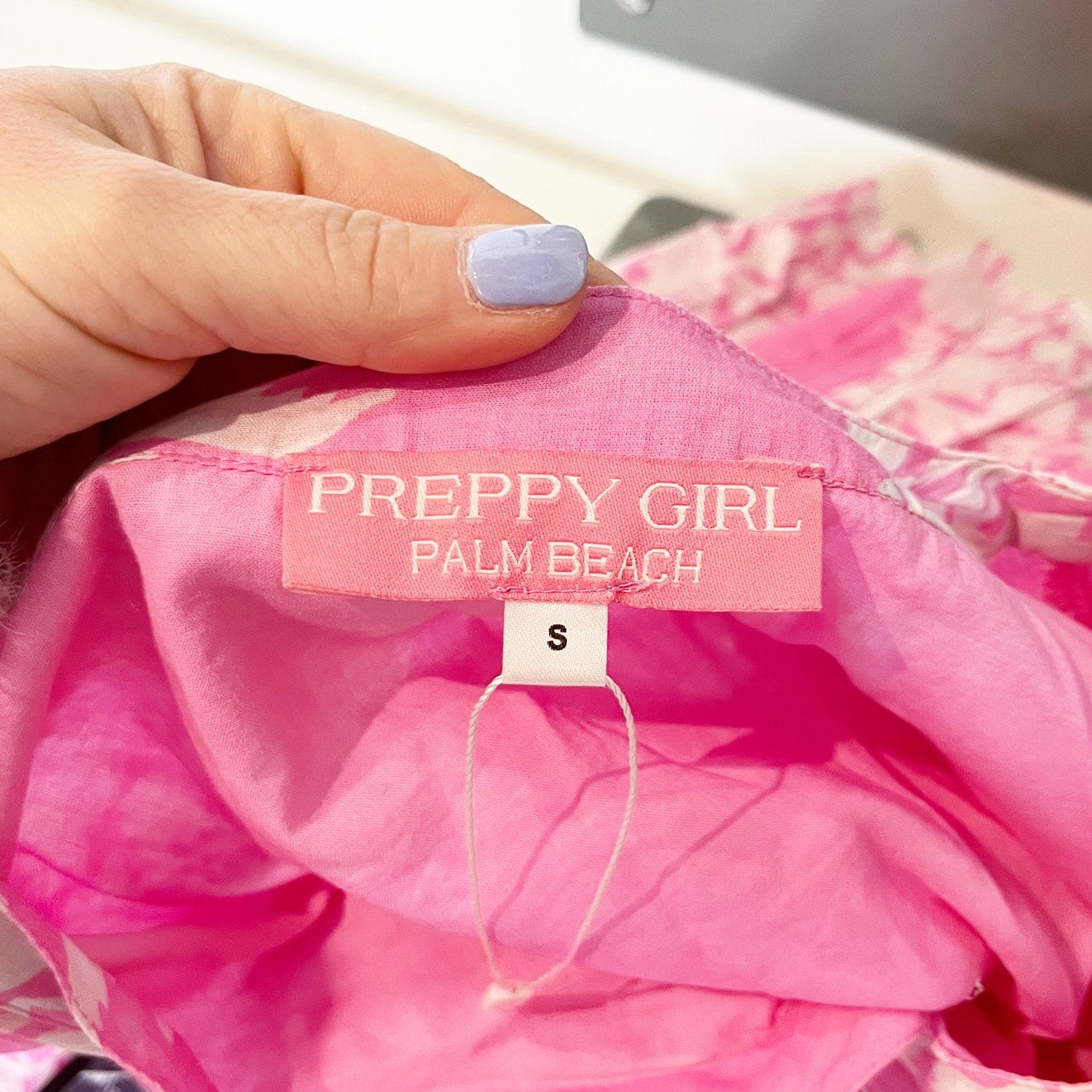 Preppy Girl Palm Beach Short Sleeve Floral Print Mini Dress Pink Small