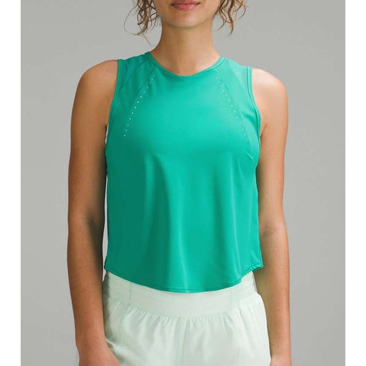 Lululemon Sculpt Mesh Panel Cropped Tank Top w/ Reflective Maldives Green 0