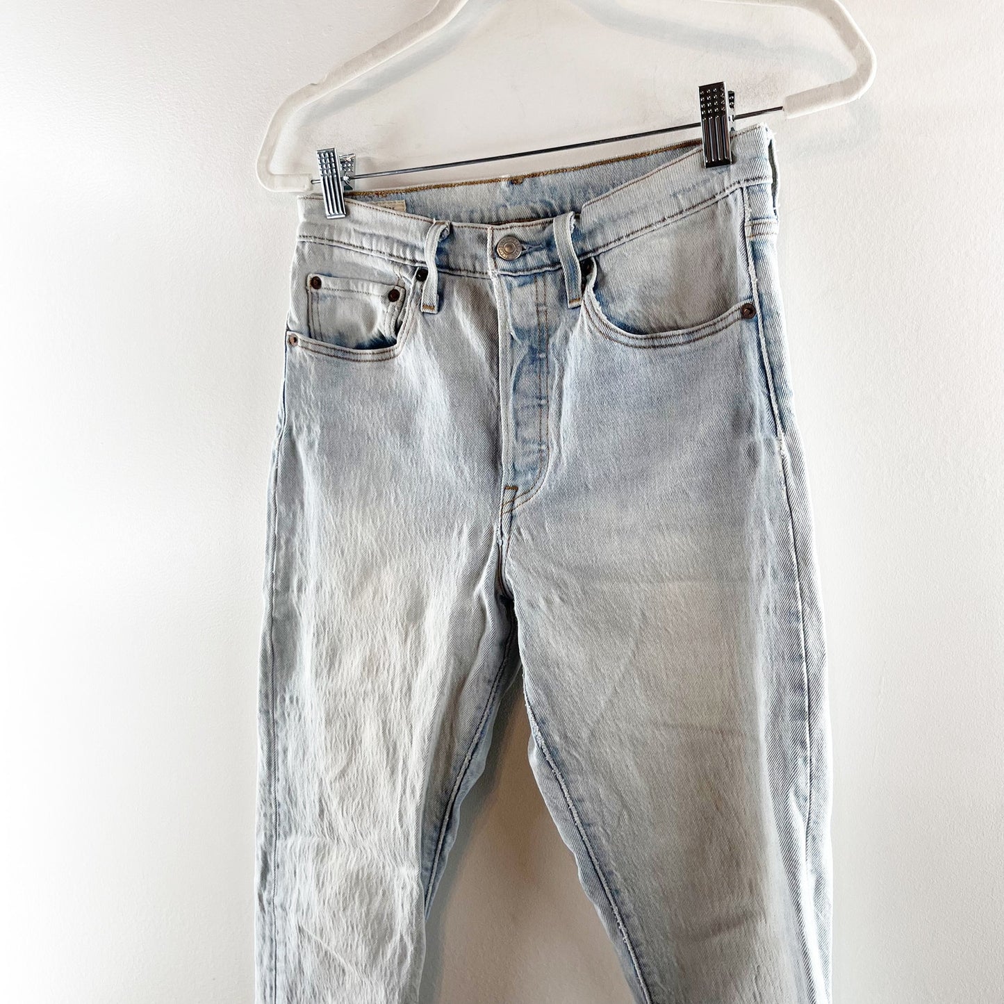 Levi's Premium 501 Cotton Blend High Rise Skinny Jeans Tango Light Blue 27 / 4