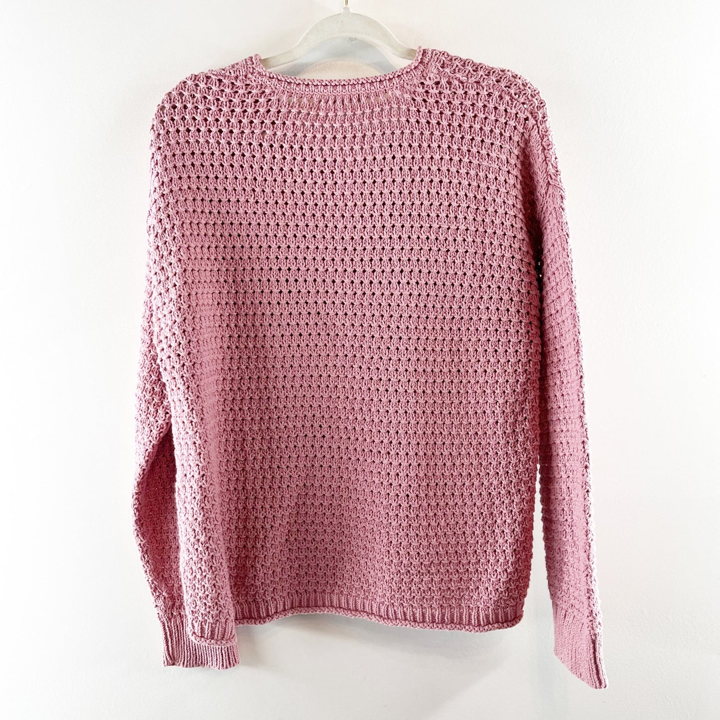 Madewell Open Stitch Austen Crewneck Pullover Sweater Weathered Berry Pink Large