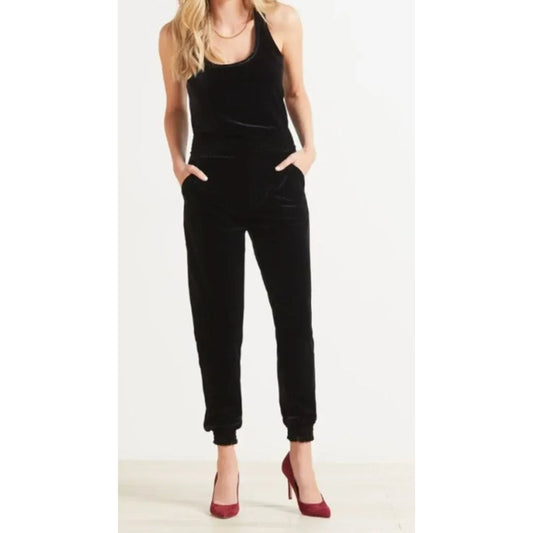 Commando Black Velvet Scoopneck Sleeveless Tank Jumpsuit Size XS