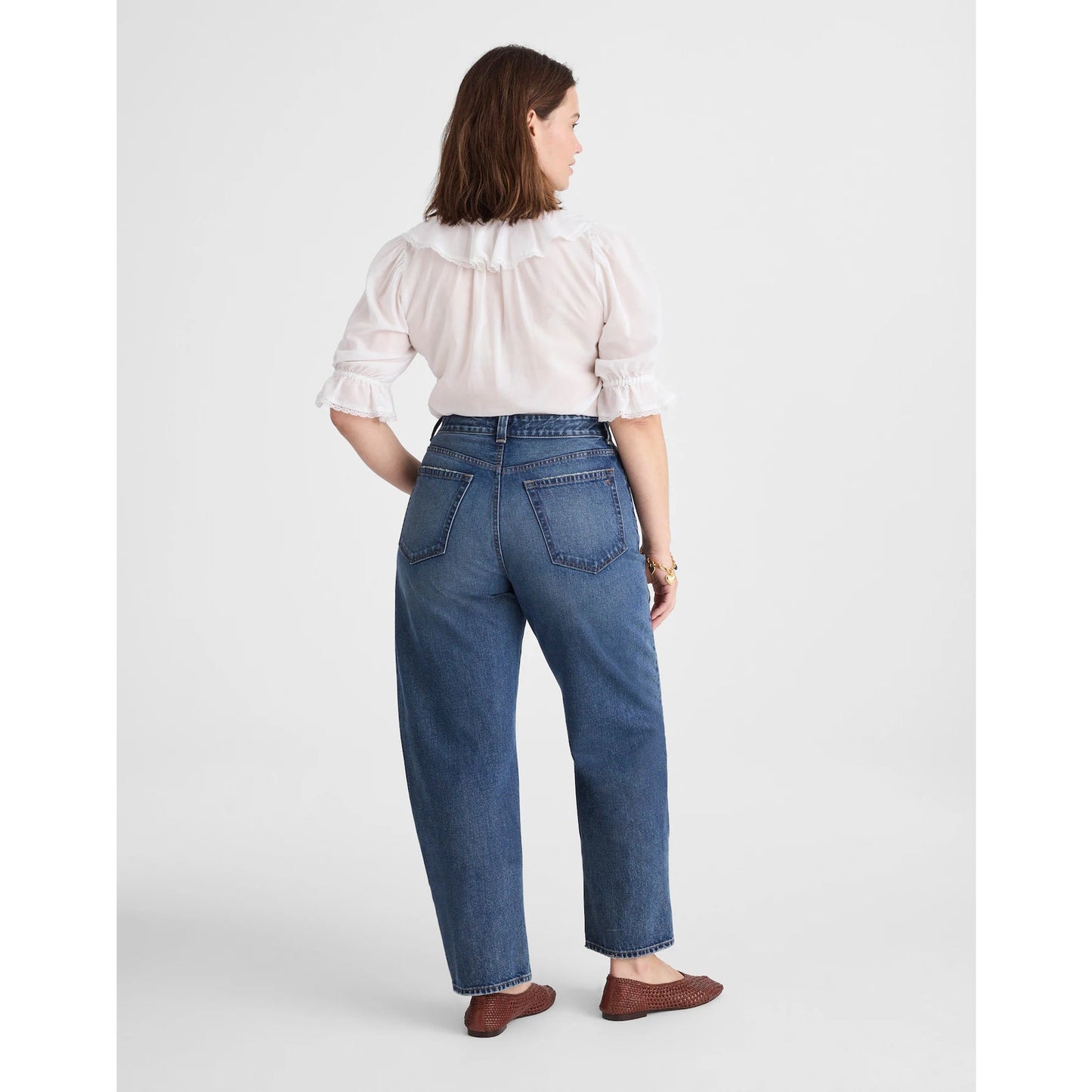 Madewell High Waisted Greendale Wash Rigid Denim The Balloon Jeans Blue Plus 16