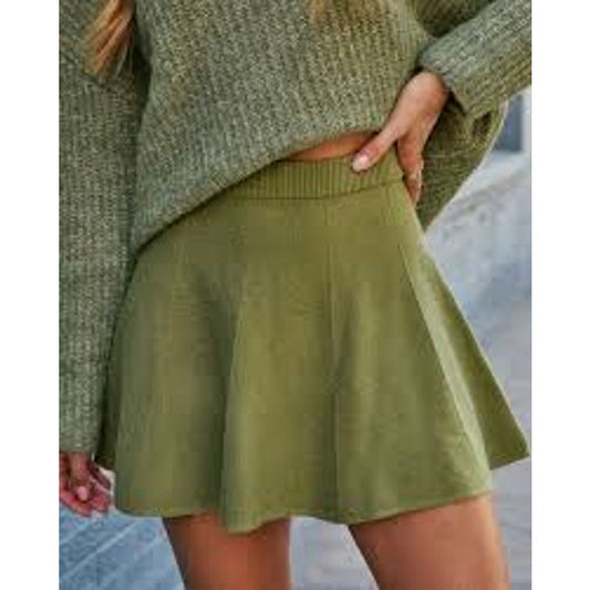 Free People Sweater Pull On Mini Skirt Green Large