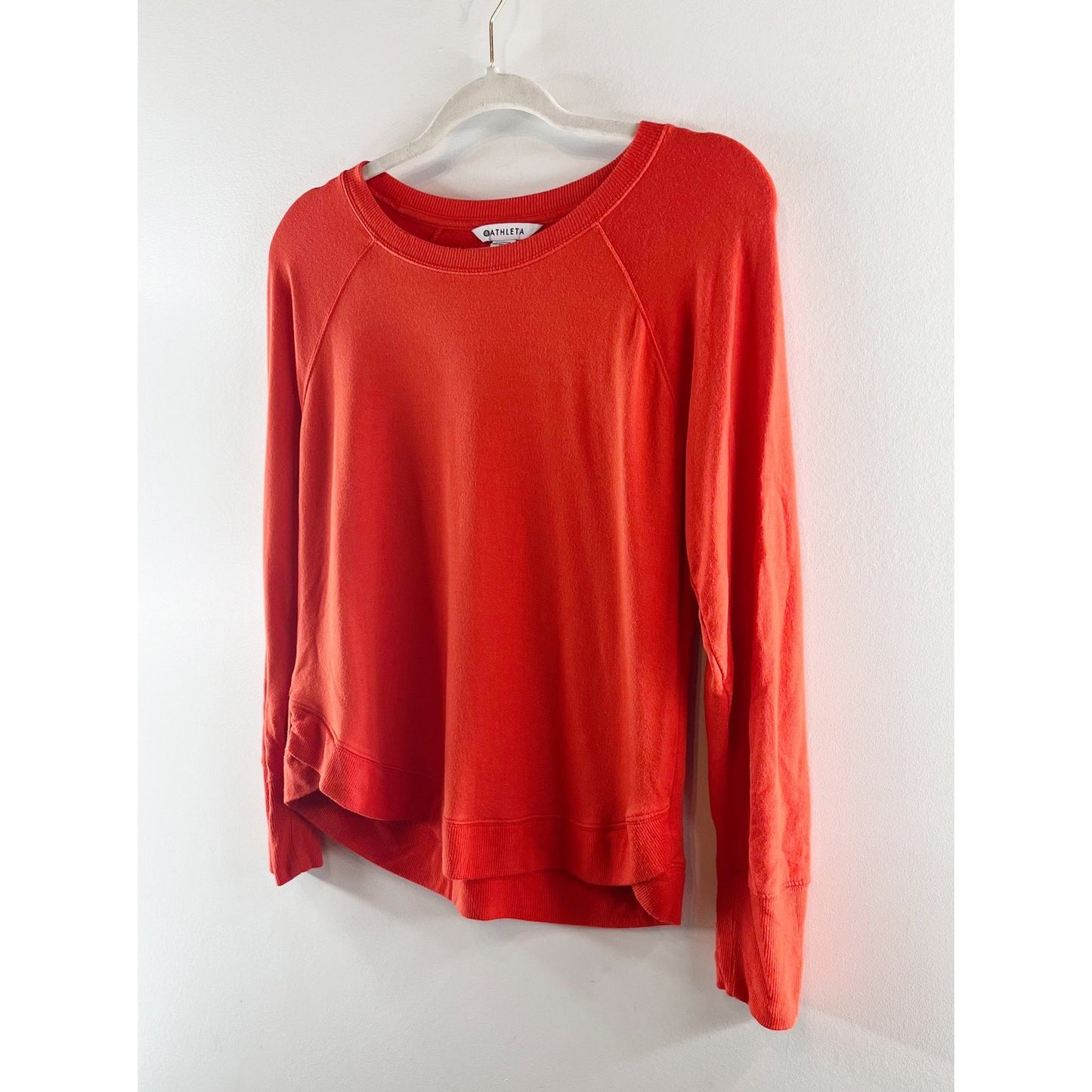 Athleta Crewneck Mindset Pullover Long Sleeve Sweatshirt Orange Red Medium