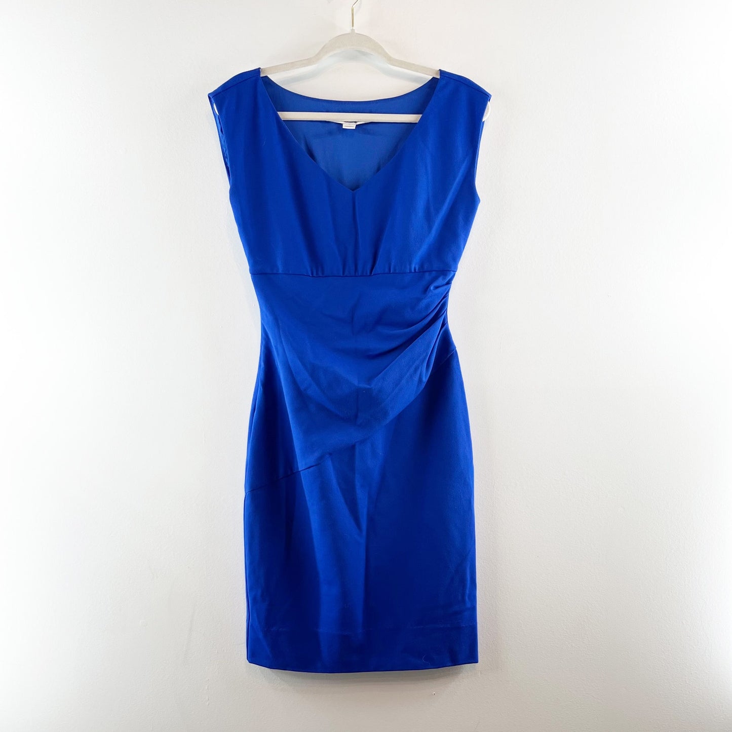 Diane Von Furstenberg Bevin Cap Sleeve Ruched Mini Shift Dress Royal Blue 4