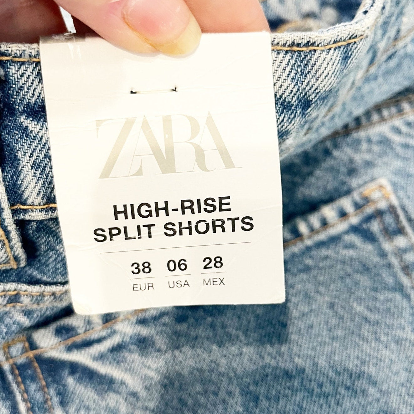 ZARA High Rise Split Distressed Cutoff Jean Denim Shorts Blue 6