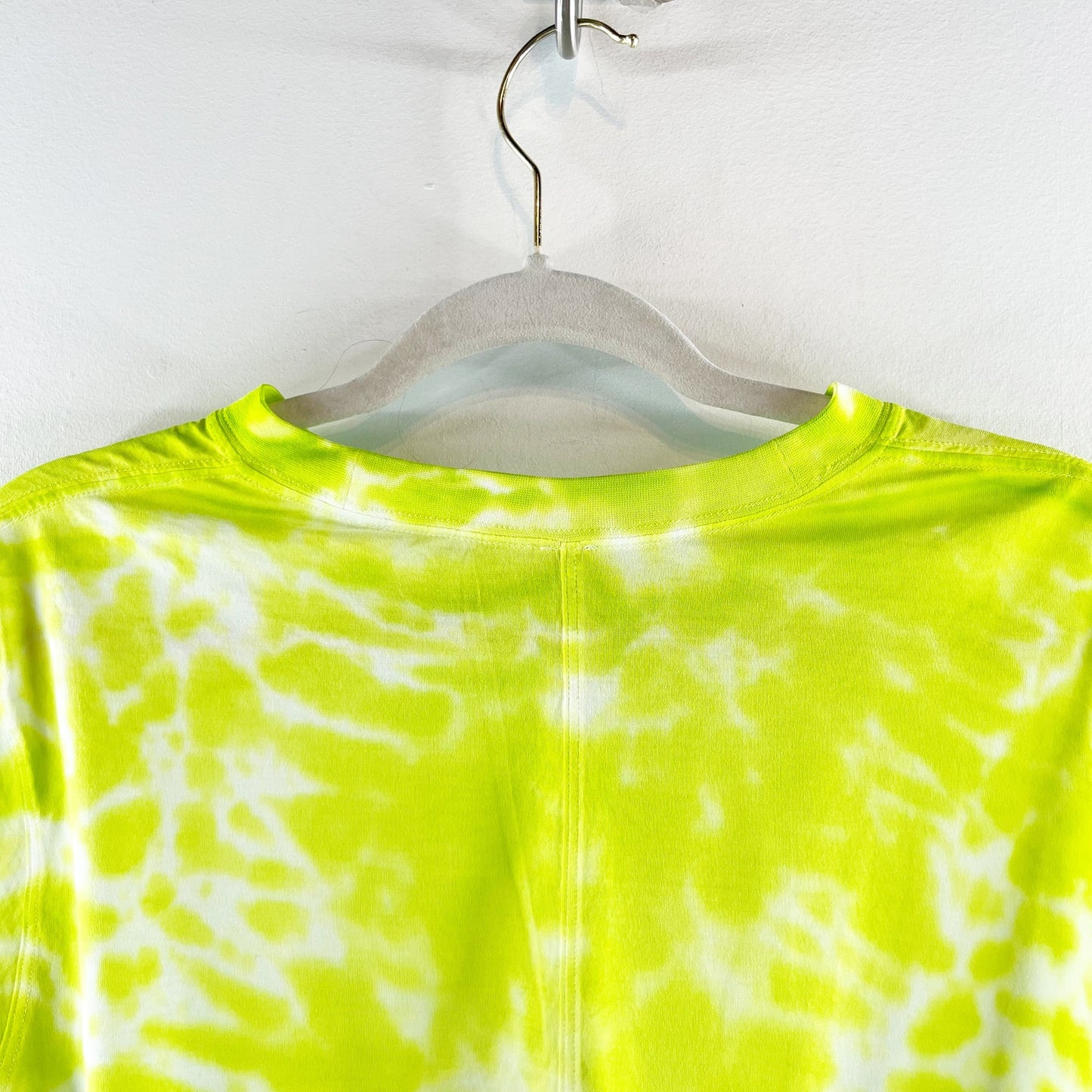 Lululemon All Yours Cropped Cotton T-Shirt Tie Dye Neon Yellow Medium