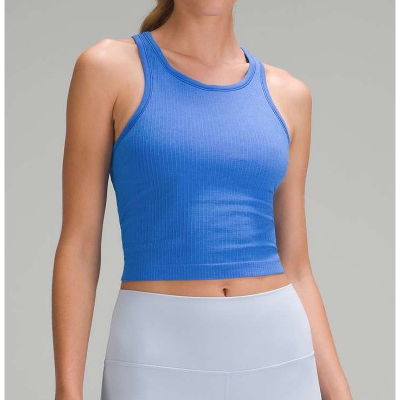 Lululemon Ebb to Street Cropped Racerback Tank Top Pipe Dream Blue