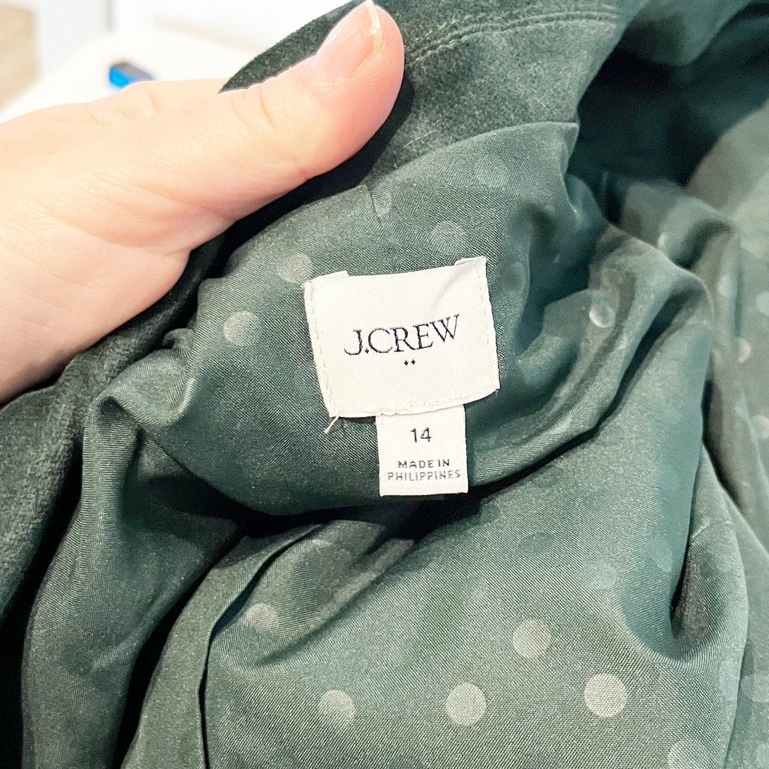 J. Crew Velvet Schoolboy Blazer Jacket Dark Green Size 14
