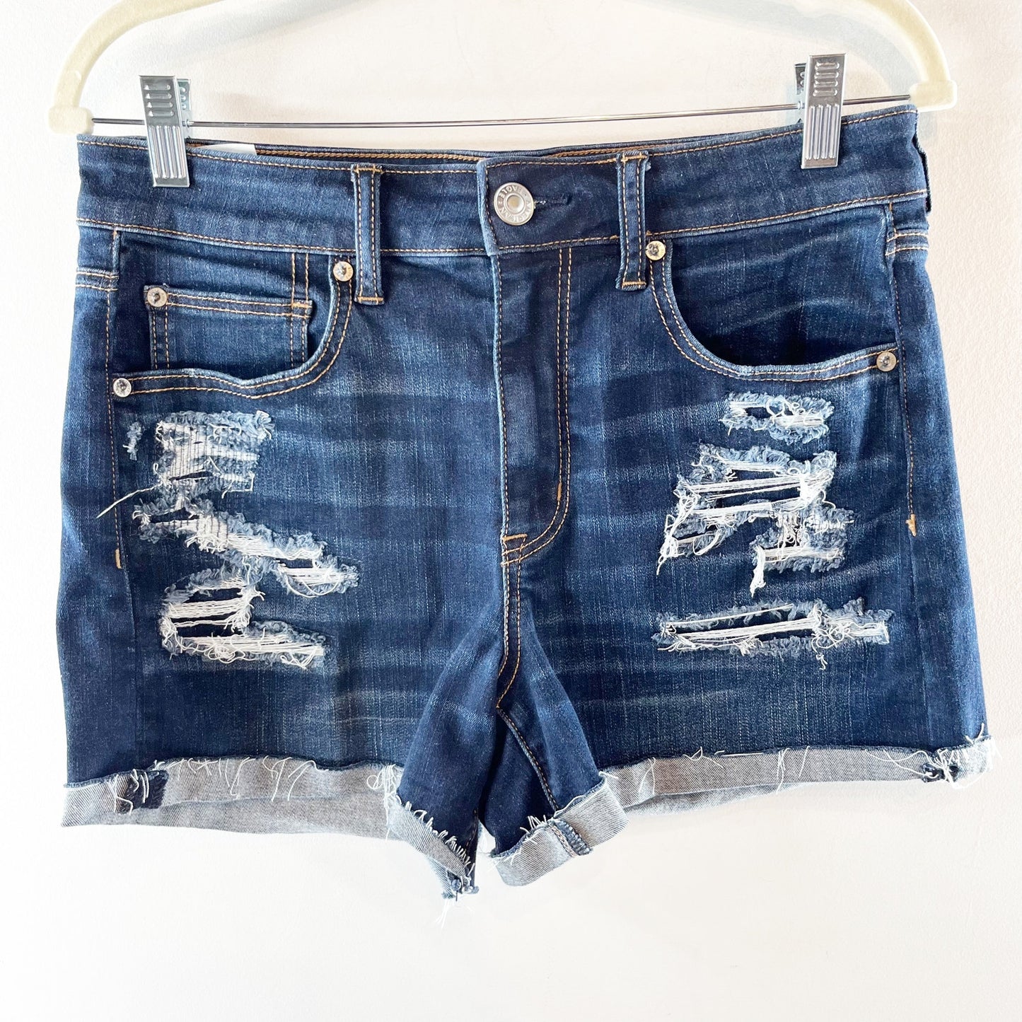 American Eagle Outfitters Ne(x)t Level High-Waisted Denim Shorts Índigo Blue 10