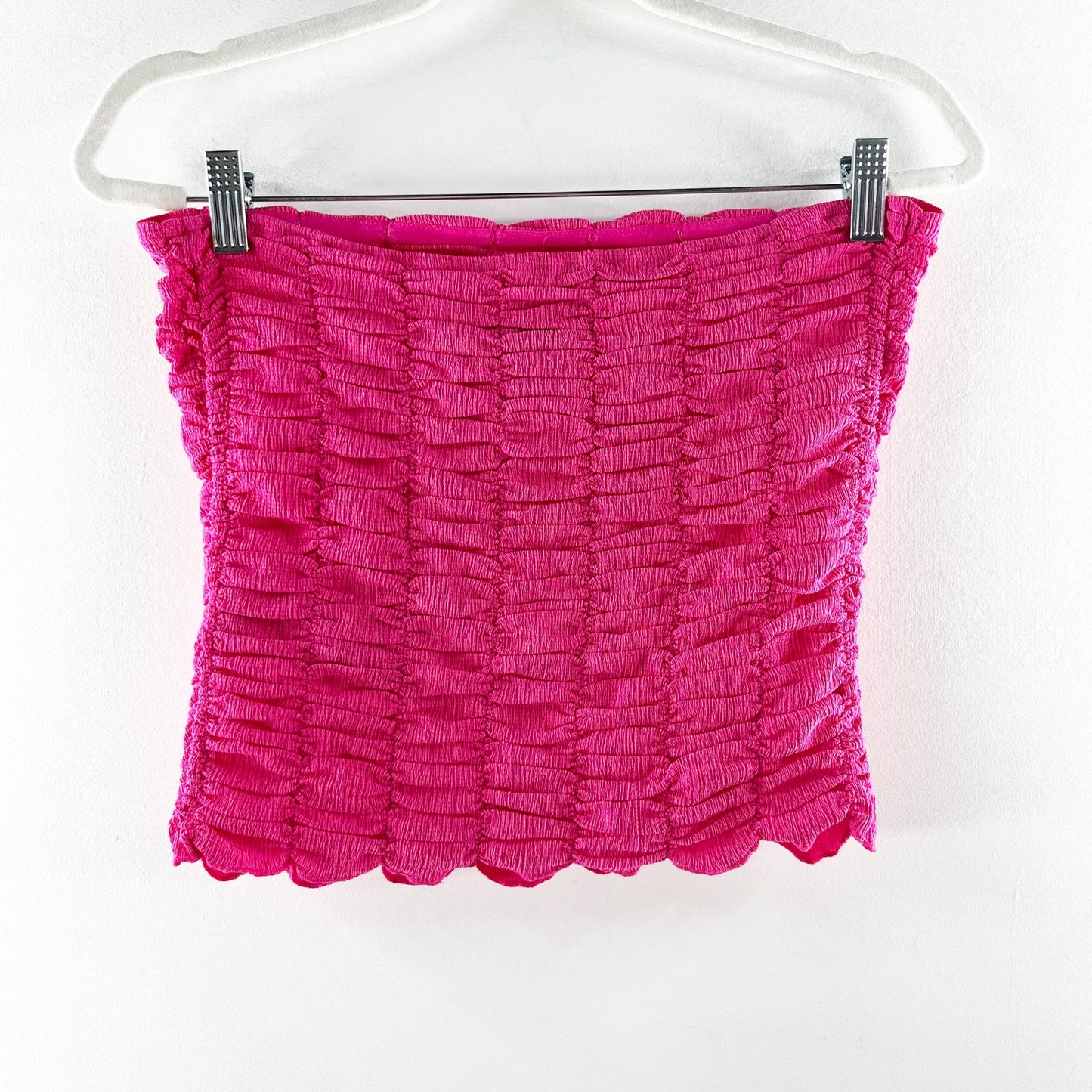 Anthropologie Strapless Ruched Crop Tube Tank Top Pink Medium