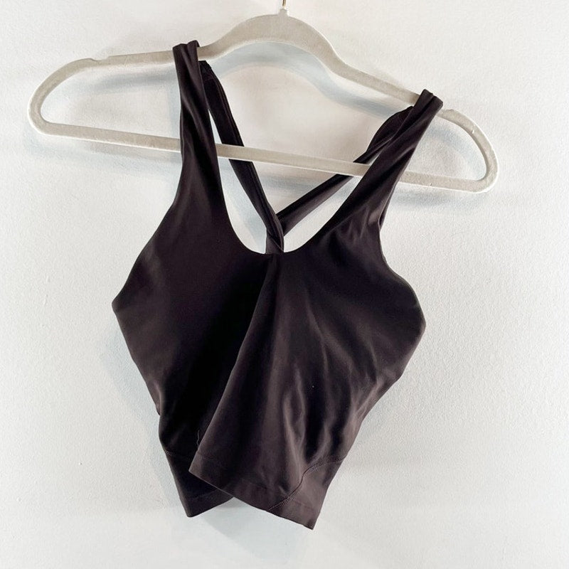 Lululemon Align Keyhole Halter Cropped Tank Top Espresso Brown 4