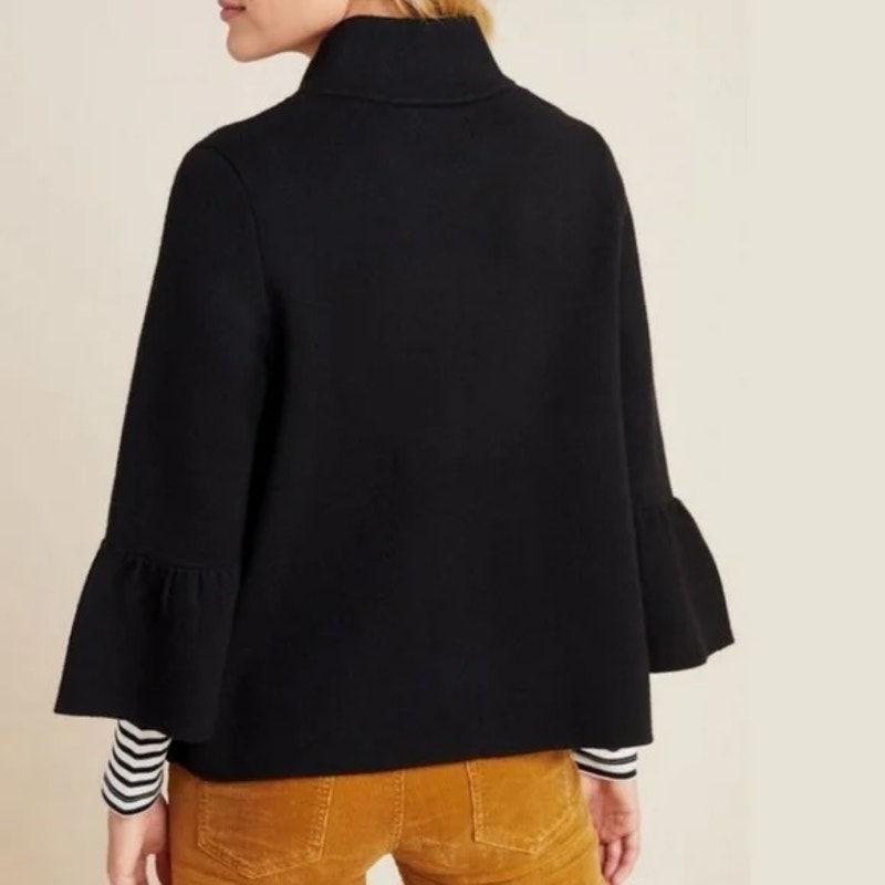 Anthropologie Blaise Soft Bell Sleeve Cardigan Jacket Black Medium