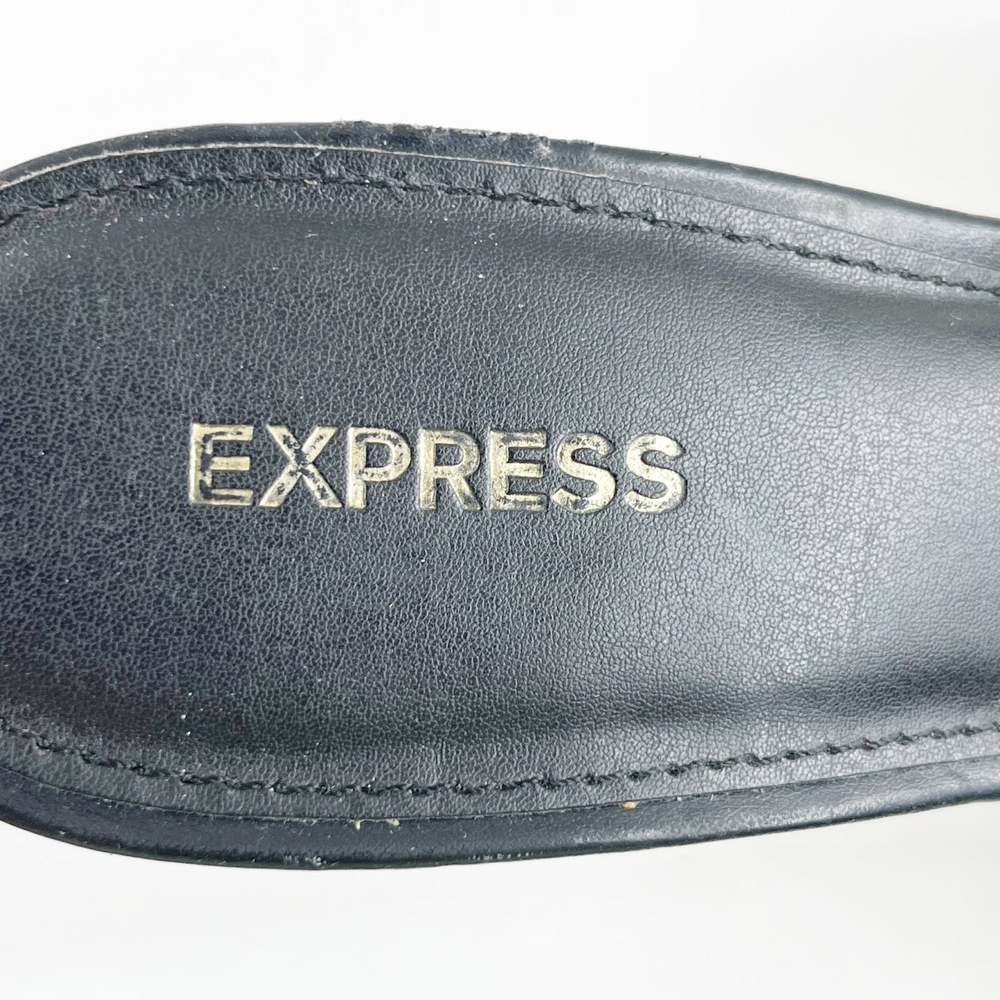 Express Woven Faux Leather Braided Mule Kitten Heel Sandal Black 7