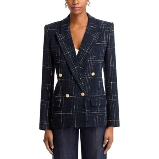 Generation Love Maverick Windowpane Tweed Blazer Jacket Black Small