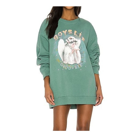 Boys Lie Good Bye Angel Long Sleeve Crewneck Graphic Cotton Sweatshirt Green