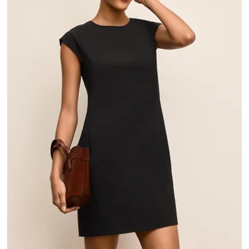 M.M Lafleur Maaza OrigamiTec Cap Sleeve Mini Travel Shift Dress Black 6