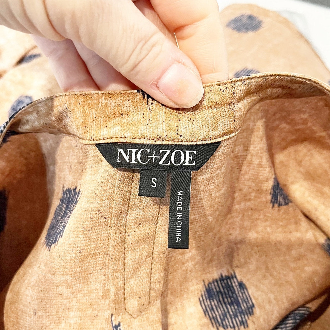 NIC + ZOE Street Seen 3/4 Sleeve Tie Waist Midi Bengal Shirt Dress Brown Small